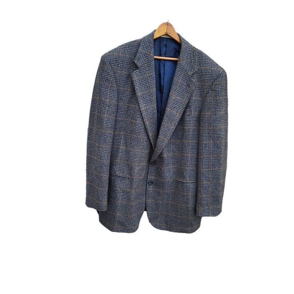 Vintage Oleg Cassini Houndstooth Check Blazer Wool Cashmere Men's 46L - Picture 1 of 7